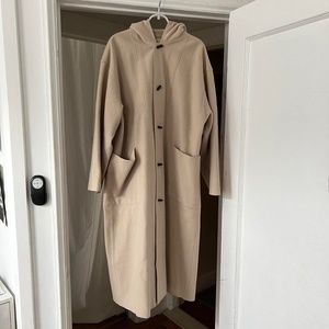 Jurgen Lehl wool duffle coat in beige w hoodie